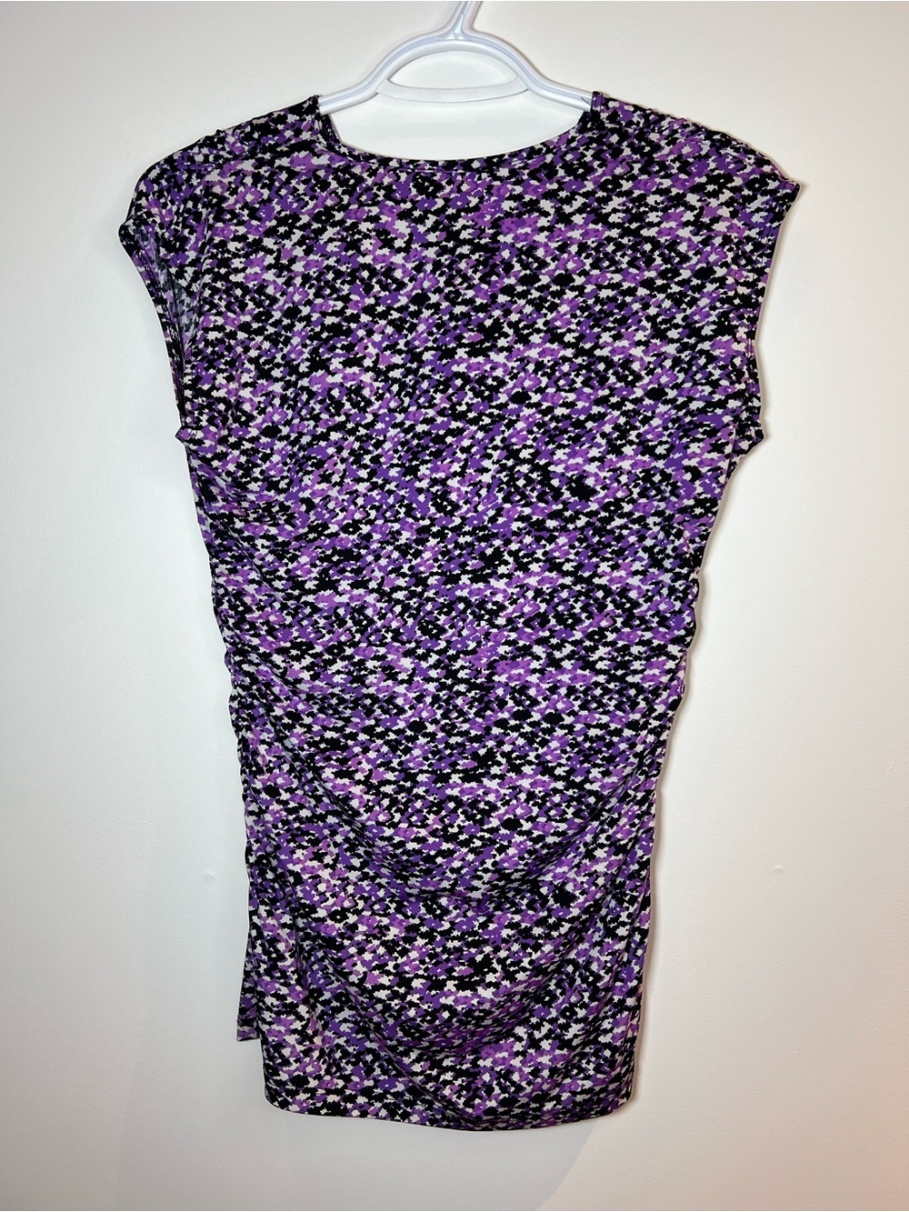 George Women's Medium Purple Patterned Ruched V-Neck Top - Picture 5 of 5